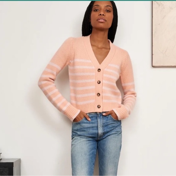 La Ligne Mini Marin Cardigan Peach and Pink Size Small